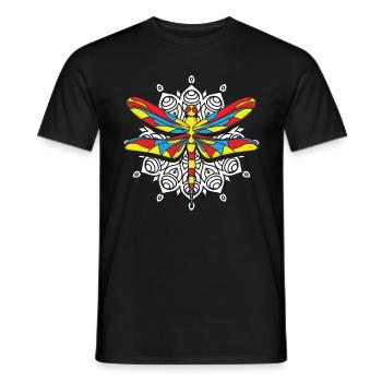 Libelle Libelle Libellen Mandala - Männer T-Shirt - Schwarz - Vorne - AI Model Male 178 light (178cm)