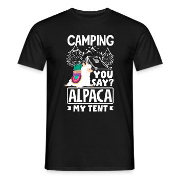 Alpagas Mammifères LLamas Camping Alpaga Ma tente - T-shirt homme - noir - Devant - AI Model Male 178 light (178cm)