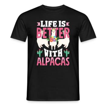 Alpagas Mammifères LLamas La vie des alpagas est meilleure avec - T-shirt homme - noir - Devant - AI Model Male 178 light (178cm)