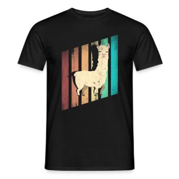 Alpagas LLamas Mammifères Alpaga Silhouette - T-shirt homme - noir - Devant - AI Model Male 178 light (178cm)