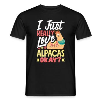 Alpagas mammifères LLamas Alpaga que j’adore vraiment - T-shirt homme - noir - Devant - AI Model Male 178 light (178cm)