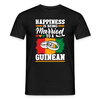 Guinée Drapeau guinéen Le bonheur EST beign marié à - T-shirt homme - noir - Devant - AI Model Male 178 light (178cm)
