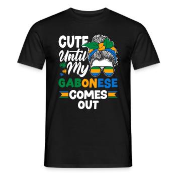 Gabonais Gabon Drapeau Gabonais mignon jusqu’à mon - T-shirt homme - noir - Devant - AI Model Male 178 light (178cm)