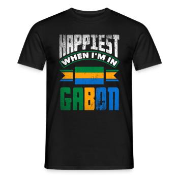 Gabonais Gabon Drapeau Gabonais Le plus heureux quand je suis - T-shirt homme - noir - Devant - AI Model Male 178 light (178cm)