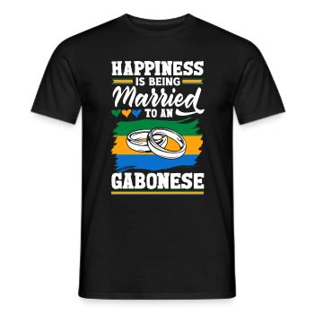 Le bonheur du drapeau gabonais du Gabon est marié - T-shirt homme - noir - Devant - AI Model Male 178 light (178cm)