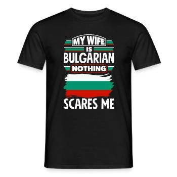 Bulgarian Bulgaria Bulgarian Flag My Wife Is - Men's T-Shirt - black - Front - AI Model Male 178 light (178cm)