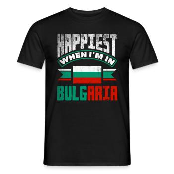 Le drapeau bulgare bulgare le plus heureux quand je suis en place - T-shirt homme - noir - Devant - AI Model Male 178 light (178cm)