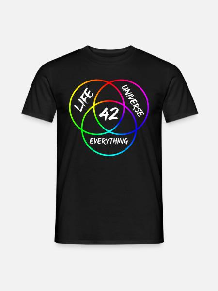 The Answer is 42 - Answer to everything & all questions - Men's T-Shirt - black