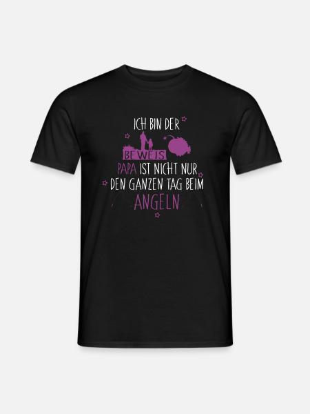 Ich bin der Beweis Anglerpapa Mädchen - Männer T-Shirt - Schwarz