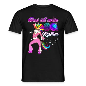 Einzigartiges Einhorn-Geschenk: 80er Jahre Kostüm - Männer T-Shirt - Schwarz - Vorne - AI Model Male 178 light (178cm)