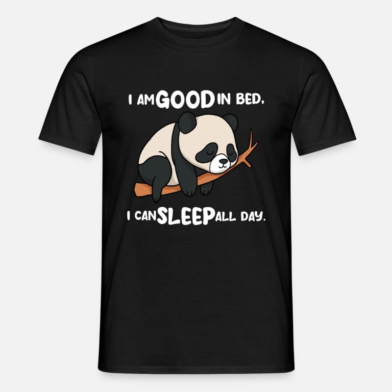 Ich bin gut im Bett Panda - Männer T-Shirt - Schwarz