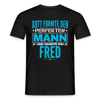 Fred Name Design - Männer T-Shirt - Schwarz - Vorne - AI Model Male 178 light (178cm)