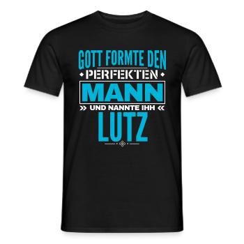 Lutz Name Design - Männer T-Shirt - Schwarz - Vorne - AI Model Male 178 light (178cm)