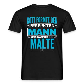 Malte Name Design - Männer T-Shirt - Schwarz - Vorne - AI Model Male 178 light (178cm)
