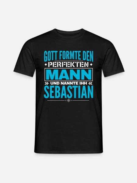 Sebastian Name Design - Männer T-Shirt - Schwarz