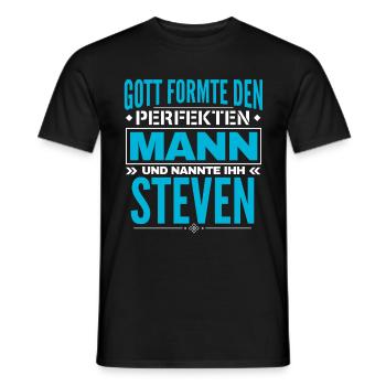 Steven Name Design - Männer T-Shirt - Schwarz - Vorne - AI Model Male 178 light (178cm)