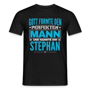 Stephan Name Design - Männer T-Shirt - Schwarz - Vorne - AI Model Male 178 light (178cm)