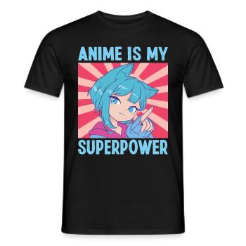 Anime is my Superpower Funny Anime Lovers Kids Boy - Men's T-Shirt - black - Front - AI Model Male 178 light (178cm)
