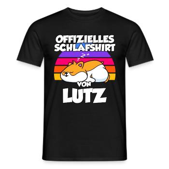 Offizielles Schlafshirt Von Lutz - Männer T-Shirt - Schwarz - Vorne - AI Model Male 178 light (178cm)