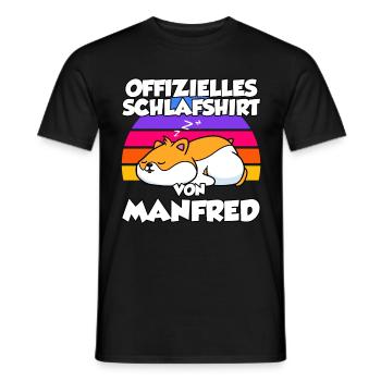 Offizielles Schlafshirt Von Manfred - Männer T-Shirt - Schwarz - Vorne - AI Model Male 178 light (178cm)