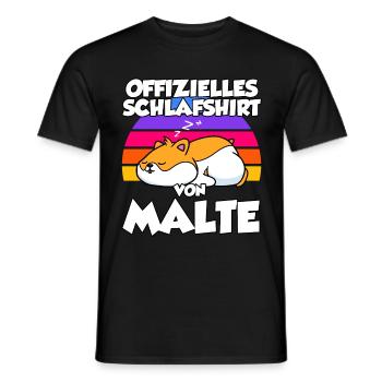 Offizielles Schlafshirt Von Malte - Männer T-Shirt - Schwarz - Vorne - AI Model Male 178 light (178cm)