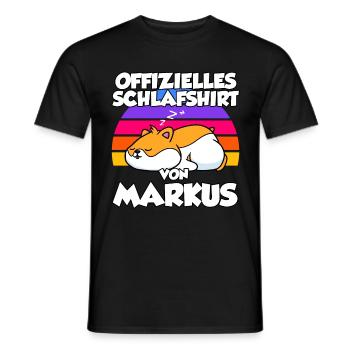 Offizielles Schlafshirt Von Markus - Männer T-Shirt - Schwarz - Vorne - AI Model Male 178 light (178cm)