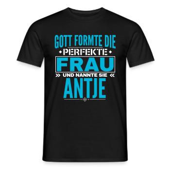 Antje Name Design - Männer T-Shirt - Schwarz - Vorne - AI Model Male 178 light (178cm)