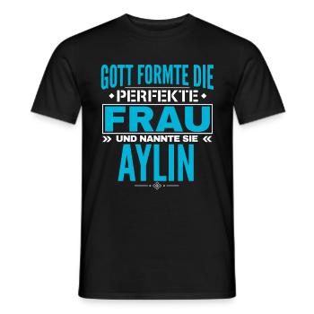 Conception du nom Aylin - T-shirt homme - noir - Devant - AI Model Male 178 light (178cm)
