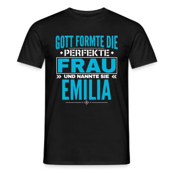 Conception du nom Emilia - T-shirt homme - noir - Devant - AI Model Male 178 light (178cm)