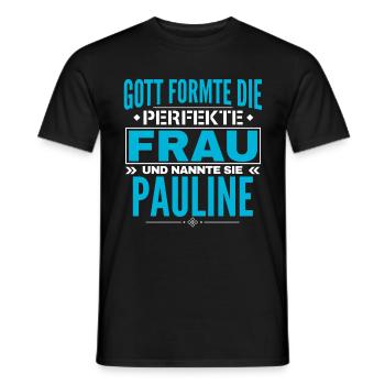 Conception du nom Pauline - T-shirt homme - noir - Devant - AI Model Male 178 light (178cm)