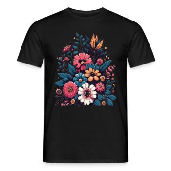 Botanical Bliss Wildflower Bouquet Nature Lover - Men's T-Shirt - black - Front - AI Model Male 178 light (178cm)