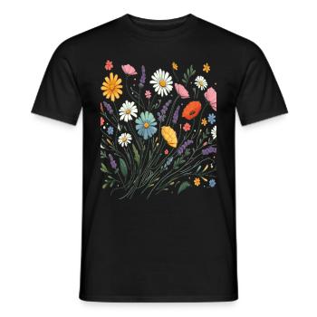 Botanical Bliss Wildflower Bouquet Nature Lover - Men's T-Shirt - black - Front - AI Model Male 178 light (178cm)