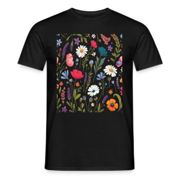 Botanical Bliss Wildflower Bouquet Nature Lover - Men's T-Shirt - black - Front - AI Model Male 178 light (178cm)