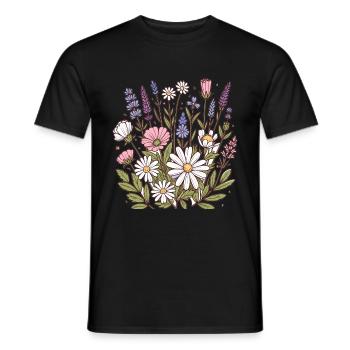 Botanical Bliss Wildflower Bouquet Nature Lover - Men's T-Shirt - black - Front - AI Model Male 178 light (178cm)