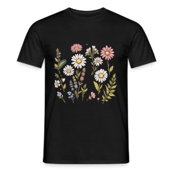 Blumen-Design-Outfit für Frauen Mädchen Kinder - Männer T-Shirt - Schwarz - Vorne - AI Model Male 178 light (178cm)