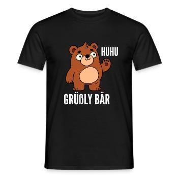 Huhu Grüßly Bär - Männer T-Shirt - Schwarz - Vorne - AI Model Male 178 light (178cm)