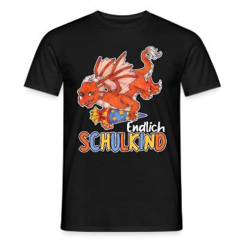 Endlich Schule, Niedlicher Drache Geschenk Schule - Männer T-Shirt - Schwarz - Vorne - AI Model Male 178 light (178cm)