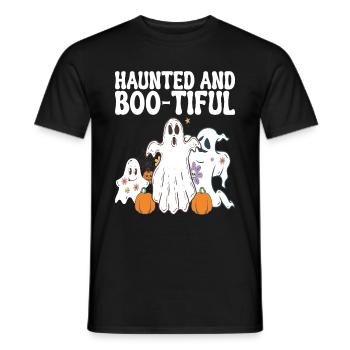 Haunted and Boo-tiful Halloween Ghosts - Men's T-Shirt - black - Front - AI Model Male 178 light (178cm)