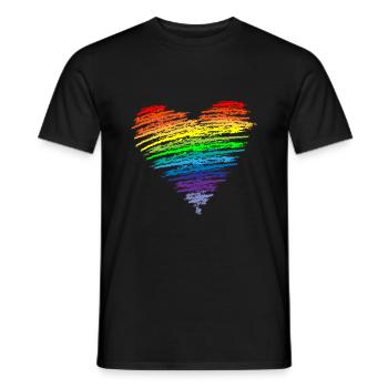 Coeur Couleurs arc-en-ciel LGBT Flower Power - T-shirt homme - noir - Devant - AI Model Male 178 light (178cm)