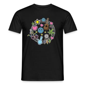 Signe de la paix hippie amour coeur dream catcher star - T-shirt homme - noir - Devant - AI Model Male 178 light (178cm)