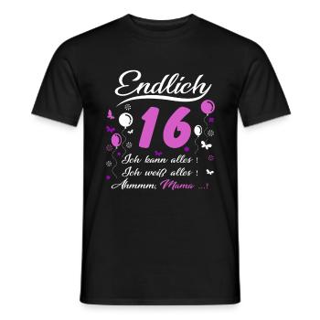 16 Geburtstag Mädchen Geschenk lustig 16. Ehrentag - Männer T-Shirt - Schwarz - Vorne - AI Model Male 178 light (178cm)
