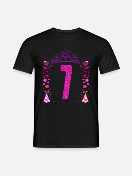 7. Geburtstag Mädchen Geschenk 7 Jahre Geburtstag - Männer T-Shirt - Schwarz