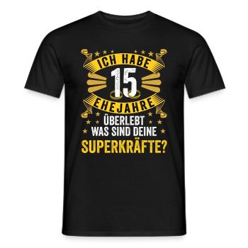 Hochzeitsgeschenke Partneroutfit 15. Hochzeitstag - Männer T-Shirt - Schwarz - Vorne - AI Model Male 178 light (178cm)
