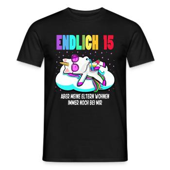 15. Geburtstag Mädchen Geschenk lustig Einhorn - Männer T-Shirt - Schwarz - Vorne - AI Model Male 178 light (178cm)