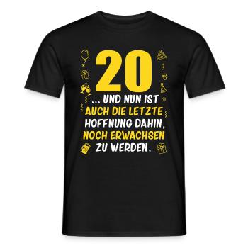 20. Geburtstag Mann 20.Ehrentag 20. Jubiläum Fun - Männer T-Shirt - Schwarz - Vorne - AI Model Male 178 light (178cm)