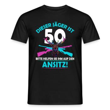 Jagdgeschenke zum 50. Geburtstag für Jäger lustig - Männer T-Shirt - Schwarz - Vorne - AI Model Male 178 light (178cm)