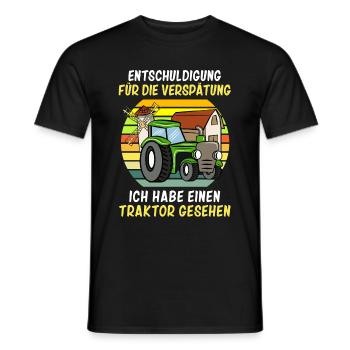 Entschuldigung das ich zu spät bin Traktor Kinder - Männer T-Shirt - Schwarz - Vorne - AI Model Male 178 light (178cm)