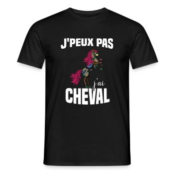 Je Peux Pas J'ai Cheval Cadeau Fleuri - T-shirt homme - noir - Devant - AI Model Male 178 light (178cm)