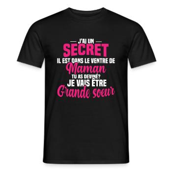 Tu as deviné je vais être grande soeur Humour - T-shirt homme - noir - Devant - AI Model Male 178 light (178cm)