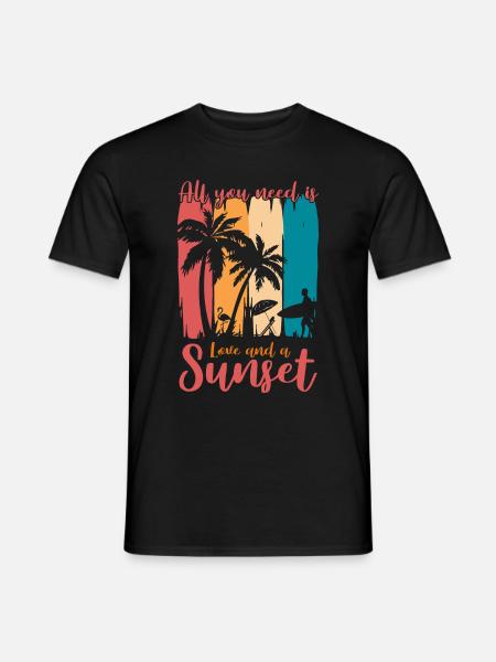 All you need is Love and a Sunset - Männer T-Shirt - Schwarz